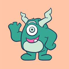 Friendly and colorful cute monster vector illustration