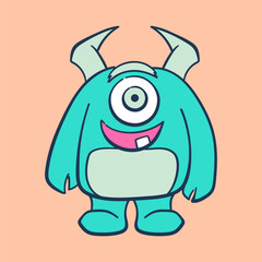 Friendly and colorful cute monster vector illustration