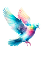 Fototapeta premium Taube in Regenbogenfarben, PNG