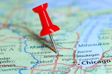 Janesville, Wisconsin pin on map