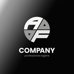 letter AF initial in monochrome flat design circle shape logo vector illustration