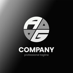 letter AG initial in monochrome flat design circle shape logo vector illustration
