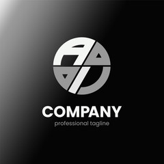 letter AI initial in monochrome flat design circle shape logo vector illustration