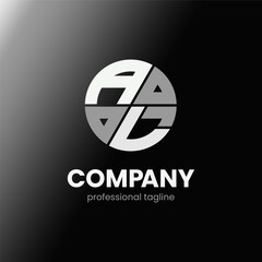 letter AL initial in monochrome flat design circle shape logo vector illustration