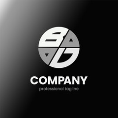 letter BD initial in monochrome flat design circle shape logo vector illustration
