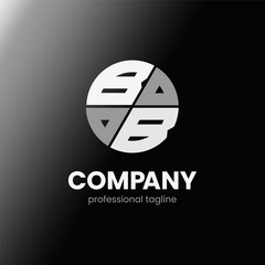 letter BB initial in monochrome flat design circle shape logo vector illustration