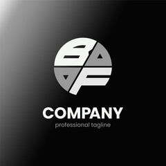 letter BF initial in monochrome flat design circle shape logo vector illustration