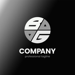 letter BG initial in monochrome flat design circle shape logo vector illustration