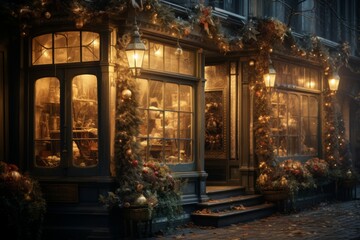Fototapeta premium Twinkling Shop Windows - Generative AI