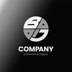 letter BJ initial in monochrome flat design circle shape logo vector illustration