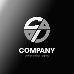 letter CI initial in monochrome flat design circle shape logo vector illustration