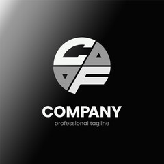 letter CF initial in monochrome flat design circle shape logo vector illustration