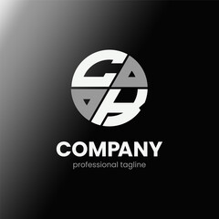 letter CK initial in monochrome flat design circle shape logo vector illustration