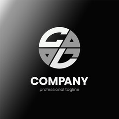 letter CL initial in monochrome flat design circle shape logo vector illustration