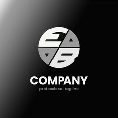 letter EB initial in monochrome flat design circle shape logo vector illustration