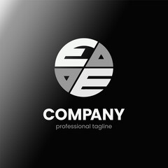 letter EE initial in monochrome flat design circle shape logo vector illustration