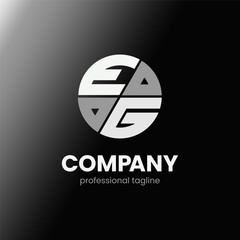 letter EG initial in monochrome flat design circle shape logo vector illustration
