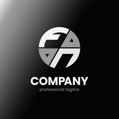 letter FN initial in monochrome flat design circle shape logo vector illustration