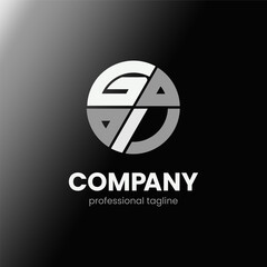 letter GI initial in monochrome flat design circle shape logo vector illustration