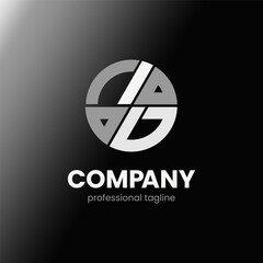 letter HD initial in monochrome flat design circle shape logo vector illustration