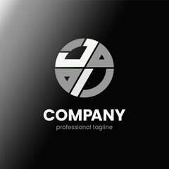 letter JI initial in monochrome flat design circle shape logo vector illustration