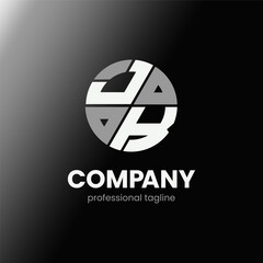 letter JK initial in monochrome flat design circle shape logo vector illustration