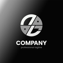 letter NL initial in monochrome flat design circle shape logo vector illustration