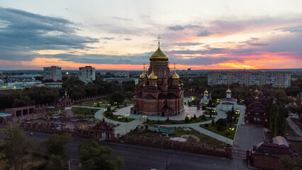 Church of the Kazan Icon of the Mother of God in Orenburg at sunset