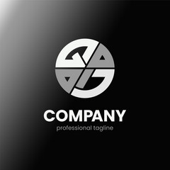 letter QJ initial in monochrome flat design circle shape logo vector illustration