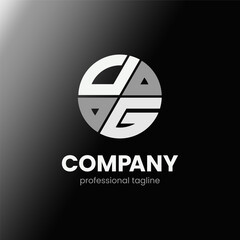 letter UG initial in monochrome flat design circle shape logo vector illustration