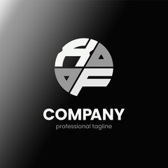 letter XF initial in monochrome flat design circle shape logo vector illustration