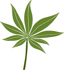 simplicity cannabis leaf freehand drawing