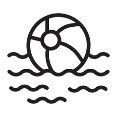 beach ball line icon - obrazy, fototapety, plakaty