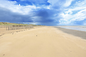 Idyllic sand beach near Granville in Cotentin peninsula, Normandy, France