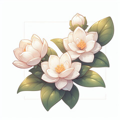 illustration of jasmine flower, ornamental, isolated, 