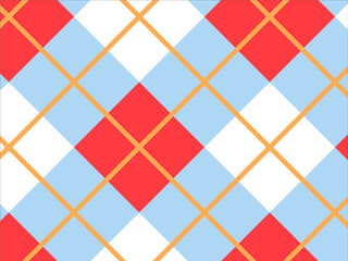 Colorful checkerboard pattern background in red, blue, white, and yellow.