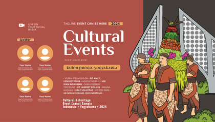 Creative Cultural design layout template background with Kulon Progo culture