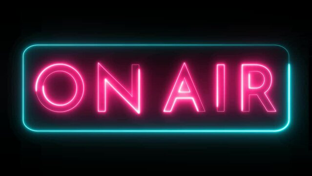 On Air neon sign light text animation concept video alpha channel