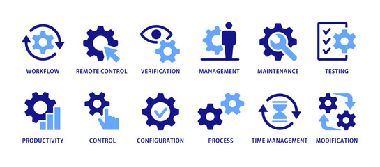 Business process icon set. Workflow and productivity symbol vector illustration
