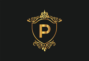 P latter logo design with nature beauty Premium Vector