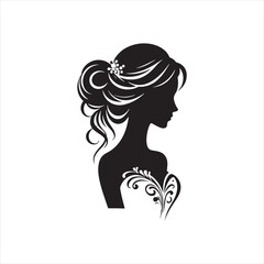Whimsical Beauty Bride Silhouette: Twilight Shadows in the Evening Glow and Bride Black Vector Stock
