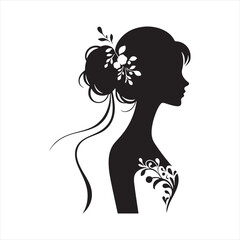 Illuminated Bride Silhouette: Twilight Whispers of Beauty and Bride Black Vector Stock
