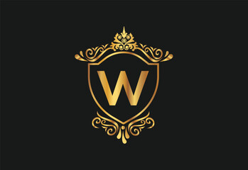 W latter logo design with nature beauty Premium Vector