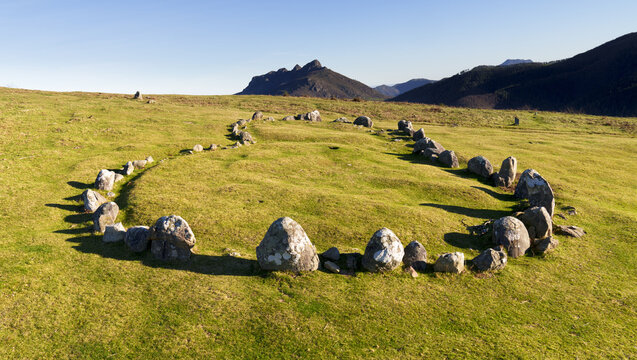 Double cromlech of Oianleku. The Oianleku cromlech is a megalithic monument or megalith located next to the road to Artikutza in the high Bianditz, Aiako Harriak Natural Park, Euskadi.