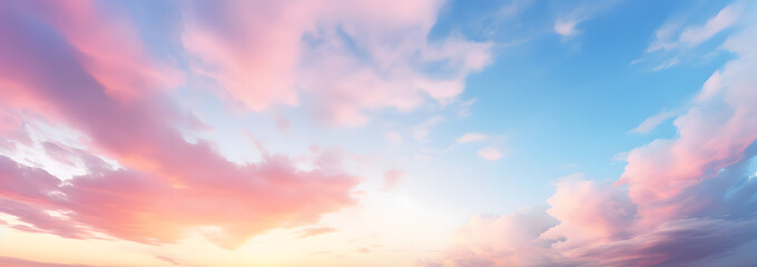 Beautiful clouds and sunset natural sky background_Generative AI