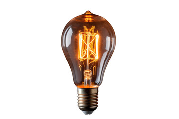 Illuminated Edison Light Bulb Glowing Warmly transparent background, png