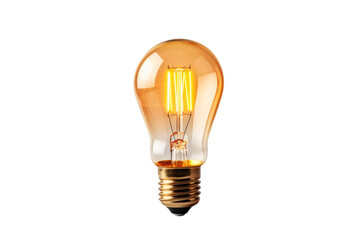 Illuminated Edison Light Bulb Glowing Warmly transparent background, png