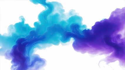 Fototapeta na wymiar Cyan and Purple smoke clouds on a white background