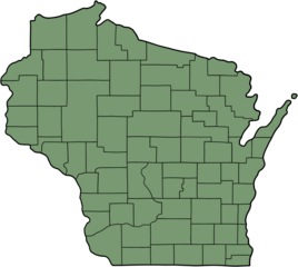 doodle freehand drawing of wisconsin state map.