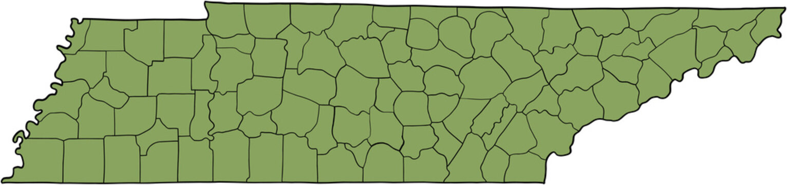 doodle freehand drawing of tennessee state map.